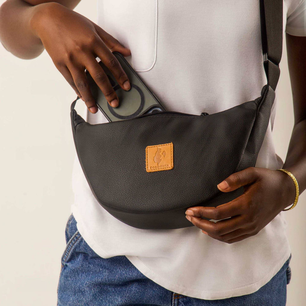 Round Mini Vegan Leather Crossbody Shoulder Bag